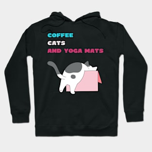 Coffee cats and yoga mats funny yoga and cat drawing Hoodie